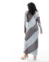 Фото #6 товара ASOS DESIGN high neck stripe maxi dress in charcoal stripe