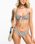 Фото #4 товара Motel ricoa bandeau strappy bikini top in floral gingham brown