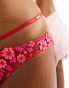 Boux Avenue Elodie embroidered floral brief in pink and red