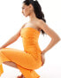 Фото #3 товара Kaiia linen look ruched bandeau maxi dress in orange