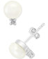 ფოტო #1 პროდუქტის EFFY® Cultured Freshwater Pearl (7 mm) & Diamond (1/10 ct. t.w.) Stud Earrings in Sterling Silver