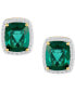ფოტო #6 პროდუქტის Lab Grown Emerald (7-5/8 ct. t.w.) & Diamond (1/2 ct. t.w.) Halo Stud Earrings in 14k Gold