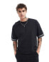 Фото #1 товара ASOS DESIGN oversized boxy heavyweight t-shirt with taping in black