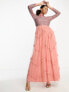 Фото #1 товара Maya delicate sequin long sleeve ruffle skirt maxi dress in terrocota pink