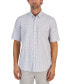 Фото #1 товара Men's Alfatech Geometric Print Stretch Button-Up Short-Sleeve Shirt, Created for Macy's