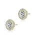 ფოტო #2 პროდუქტის Sterling Silver Round Cubic Zirconia Milgrain Set Halo Stud Earrings