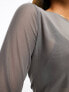 ASOS DESIGN cropped long sleeve mesh top in grey