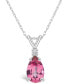 Фото #1 товара Macy's pink Topaz (1 ct. t.w.) and Diamond Accent Pendant Necklace in 14K White Gold or 14K Yellow Gold