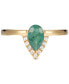 2-Pc. Set Emerald (5/8 ct. t.w.) & White Topaz (1/20 ct. t.w.) V Halo Ring & Fitted Band in Gold-Plated Sterling Silver (Also in Aquamarine & Opal)