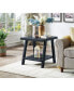 Contemporary Replicated Wood Shelf Coffee Set Table in Black Finish