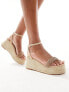 Glamorous espadrilles platform heeled sandals in gold diamante