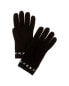 Фото #1 товара Forte Cashmere Square Metallic Studded Trim Cashmere Gloves Women's Black