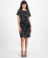 ფოტო #1 პროდუქტის Petite Printed Faux-Wrap Jersey Dress