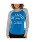 ფოტო #1 პროდუქტის Women's Powder Blue, Heather Gray Distressed Los Angeles Chargers Waffle Knit Raglan Long Sleeve T-shirt