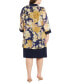 Фото #2 товара Plus Size Sleeveless Sheath Dress, Printed Jacket & Necklace Set