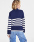 Фото #2 товара Women's Mock Neck Sailor-Stripe Sweater, Created for Macy's