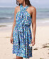 Women's Belted Watercolor Print Mini Beach Dress