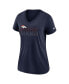 Фото #3 товара Women's Heathered Navy Denver Broncos Lock Up Tri-Blend V-Neck T-shirt