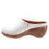 Softwalk Madison S2056-100 Womens White Extra Wide Leather Clog Flats Shoes