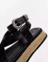 Topshop Jackson strappy espadrille sandal with toe loop in black croc Черный, 38 - фото #2