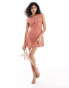 ASOS DESIGN chiffon ruffle micro mini dress in dusky pink