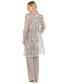 Фото #2 товара Women's Embellished Sheer Long Jacket, Sleeveless Top and Pants Set