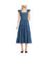 Women's Chambray Smocked Dress with Ruffle Straps