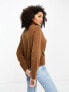 Фото #7 товара & Other Stories merino wool roll neck sweater with shoulder pads in brown