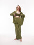 Фото #4 товара Topshop co-ord textured beach shirt in olive