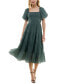 Фото #1 товара Juniors' Crinkled Balloon-Sleeve Tiered Midi Dress