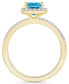 Blue Topaz (1-3/5 ct. t.w.) and Lab-Grown Sapphire (1/5 ct. t.w.) Halo Ring in 10K Yellow Gold