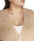 Фото #5 товара Black Label Plus Size Rhinestone Embellished Open-Front Cardigan Sweater