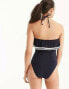 Фото #2 товара J.Crew 252543 Women's Ruffle Bandeau Rickrack Navy One-Piece Swimsuit Size 12