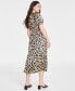 ფოტო #4 პროდუქტის Women's Leopard-Print V-Neck Midi Dress, Created for Macy's