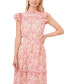 Фото #3 товара Women's Flutter Sleeve Smocked Waist Midi Dress