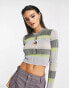 Reclaimed Vintage plated knitted top in stripe with cut out