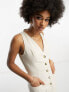 ASOS DESIGN Tall linen look button through jumpsuit in oatmeal 34 - фото #5