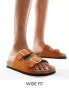 Фото #2 товара Glamorous Wide Fit double strap footbed sandals in tan