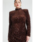 ფოტო #3 პროდუქტის Plus Size Ruched Sequin Dress