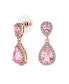 Фото #1 товара Bridal Pave Halo Dangle Teardrop Cubic Zirconia Pink AAA CZ Drop Earrings For Wedding Women Prom Teen Rose Gold Plated Brass