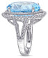 Blue Topaz (22 ct. t.w.) and Diamond (7/8 ct. t.w.) Double Halo Ring in 14k White Gold