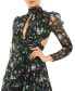 Women's Floral Print High Neck Keyhole Lace Up Gown