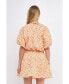 Фото #3 товара Women's Crinkled Floral Linen Blouson Top