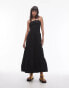 Topshop shirred midi dress in black