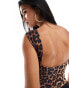 Kaiia sleeveless crop top in leopard