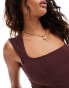 Фото #4 товара Weekday Elin square neck tank top with contour seams in burgundy