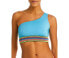 Фото #1 товара Peixoto Womens Zoni One Shoulder Contrast Trim Bikini Top Swimwear Size Small