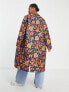 Monki quilted coat in retro floral print