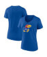 ფოტო #1 პროდუქტის Women's Royal Kansas Jayhawks Evergreen Logo V-Neck T-shirt