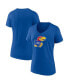 Women's Royal Kansas Jayhawks Evergreen Logo V-Neck T-shirt Синий, S - фото #1